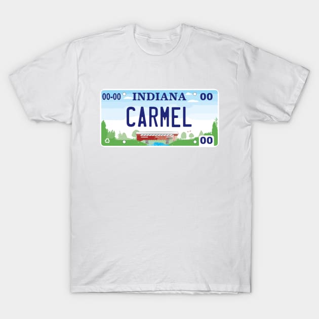 Carmel Indiana License Plate T-Shirt by zsonn